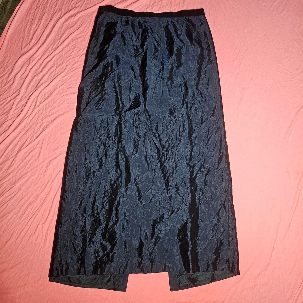 Vintage 90s navy blue reflective plus size maxi skirt